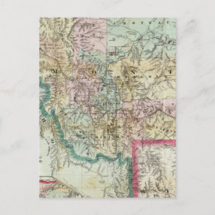 Map Of The Territory Of Montana Postcard