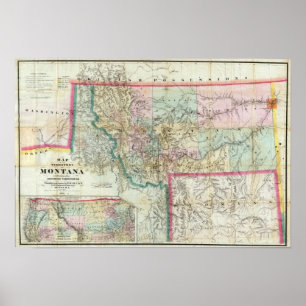 Map Of The Territory Of Montana Poster