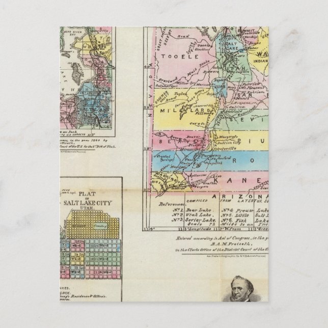 Map of the Territory of Utah Postcard (Front)