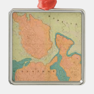 Map Of The Uinkaret Plateau Metal Tree Decoration