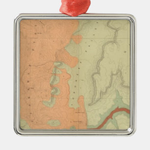 Map Of The Uinkaret Plateau South Half Metal Tree Decoration