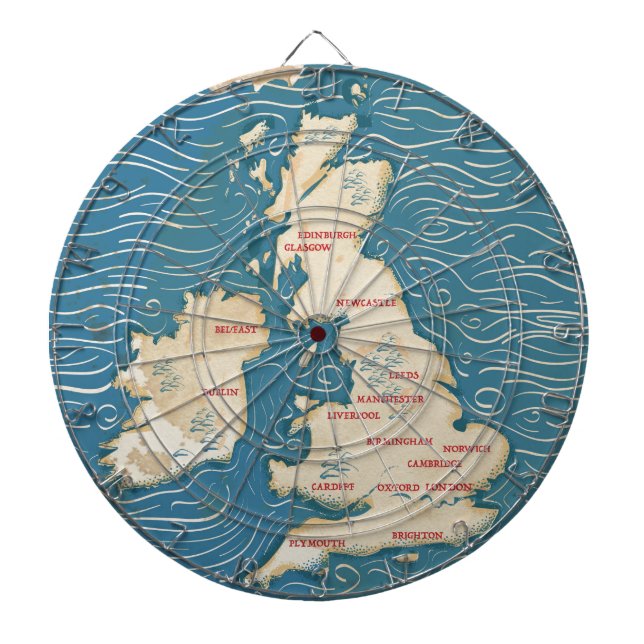 Map of the United Kingdom Vintage Poster Dartboard (Front)