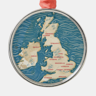 Map of the United Kingdom Vintage Poster Metal Tree Decoration