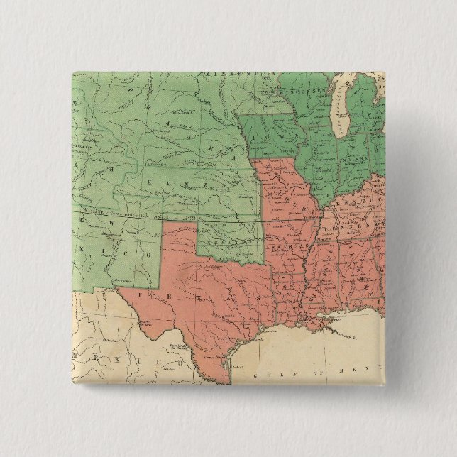 Map of The United States 2 15 Cm Square Badge (Front)