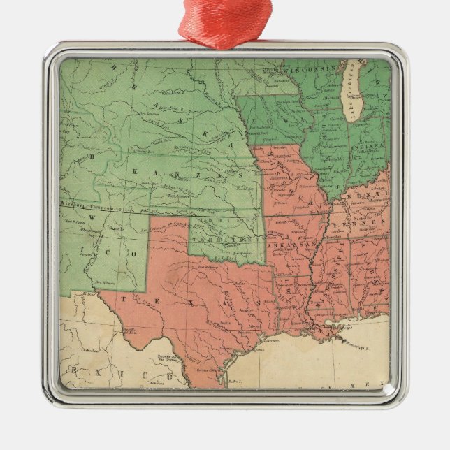 Map of The United States 2 Metal Tree Decoration (Front)