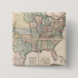 Map of The United States 3 15 Cm Square Badge