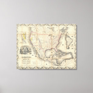 Map Of The United States 3 Canvas Print