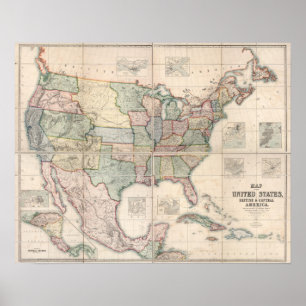 Map of The United States 3 Poster