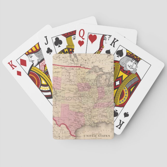 Map of the United States 5 Playing Cards (Back)