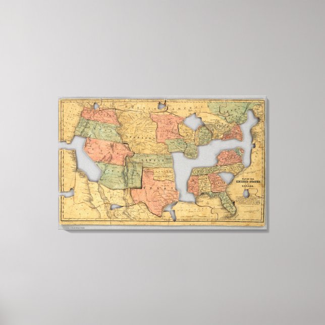 Map of the United States and Canada Canvas Print (Front)