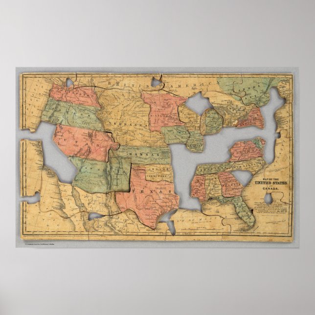 Map of the United States and Canada Poster (Front)