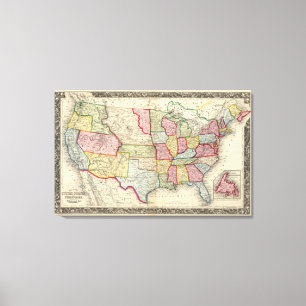 Map Of The United States, And Territories Canvas Print