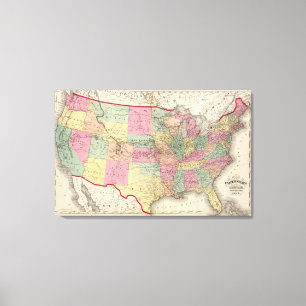 Map of the United States and territories Canvas Print