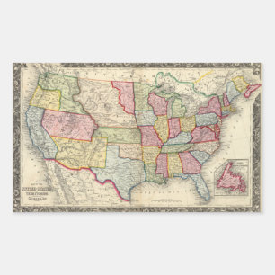 Map Of The United States, And Territories Rectangular Sticker