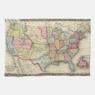 Map Of The United States, And Territories Tea Towel
