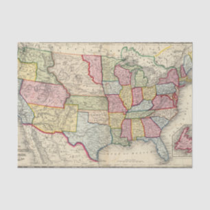 Map Of The United States, And Territories Tissue Paper
