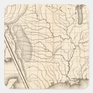 Map of the United States and Texas Square Sticker