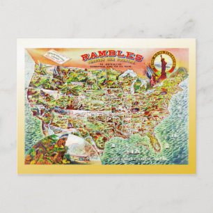 Map of the United States c1890 Postcard