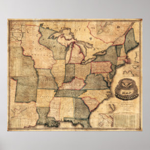 Map of the United States, East Coast (1842) Poster