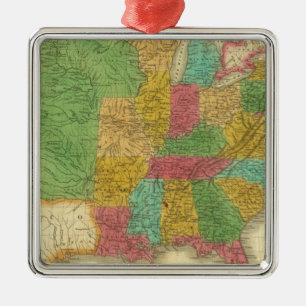 Map of the United States Metal Tree Decoration