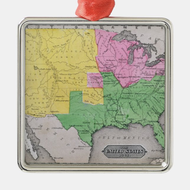 Map of the United States Metal Tree Decoration (Front)