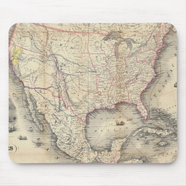 Map Of The United States Mouse Mat (Front)