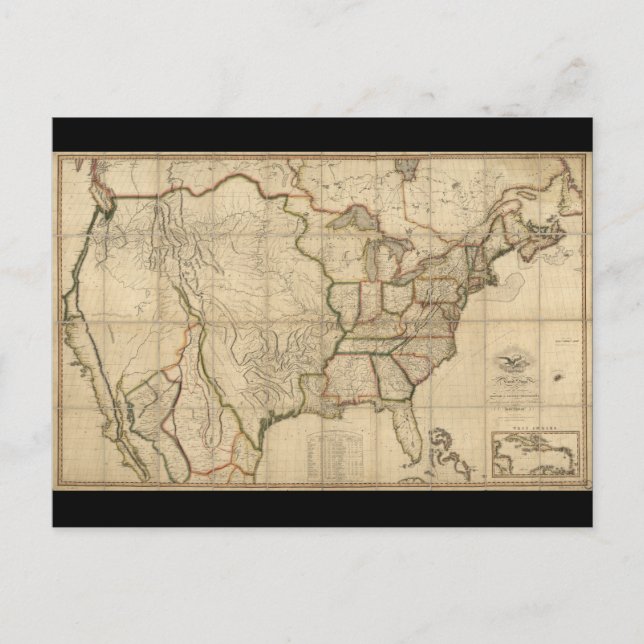 Map of the United States of America (1816) Postcard (Front)