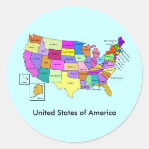 Map of the United States of America Classic Round Sticker