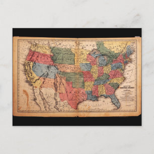 Map of the United States of America in 1853 Postcard
