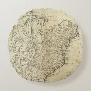 Map of the United States of America Round Cushion