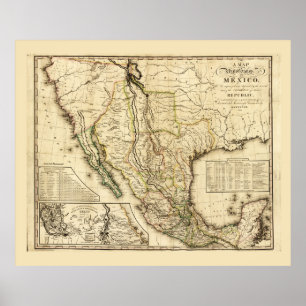 Map of the United States of Mexico (1826) Poster