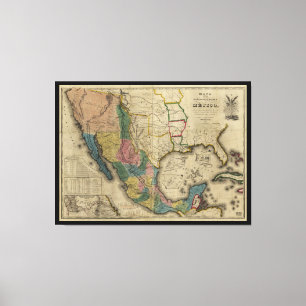 Map of the United States of Mexico (1847) Canvas Print