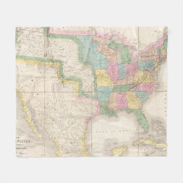 Map of the United States Of North America Fleece Blanket (Front (Horizontal))