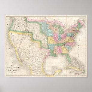 Map of the United States Of North America Poster
