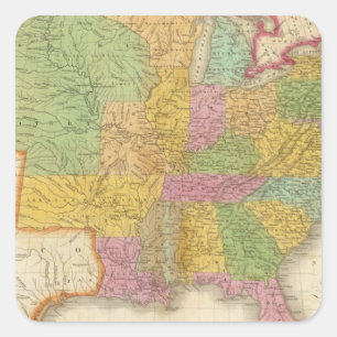 Map of The United States Square Sticker