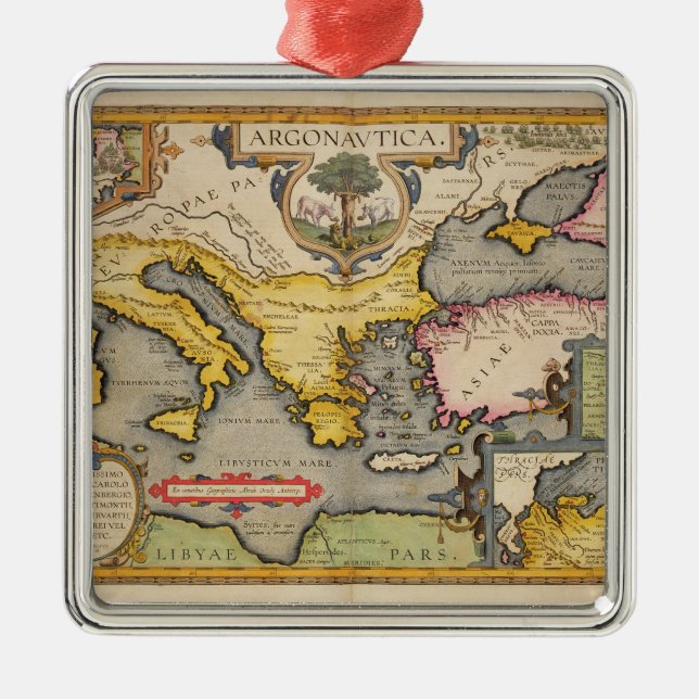 Map of the Voyage of the Argonauts Metal Tree Decoration (Front)