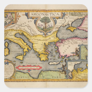 Map of the Voyage of the Argonauts Square Sticker