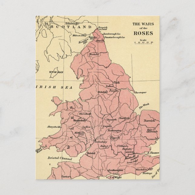 Map of the War of the Roses Postcard (Front)