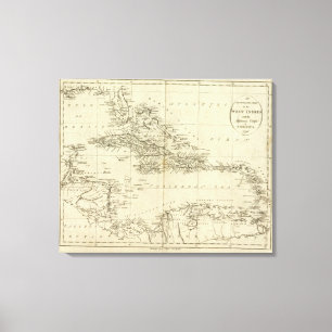Map of the West Indies 2 Canvas Print