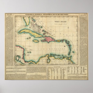 Map Of The West Indies Poster