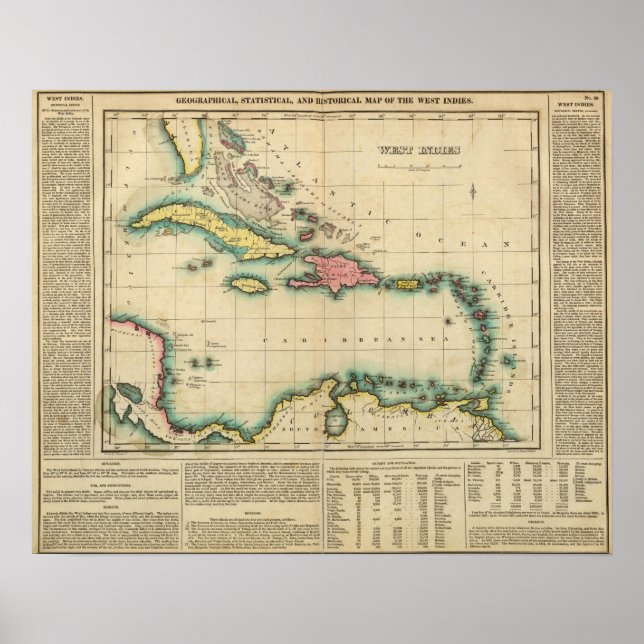 Map Of The West Indies Poster (Front)