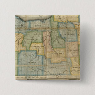 Map of the Western Part of the State Of New York 15 Cm Square Badge