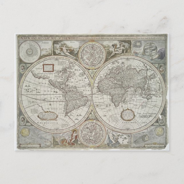 Map of the World | 1676 Postcard (Front)