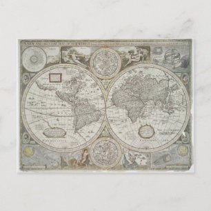 Map of the World 1676 Postcard