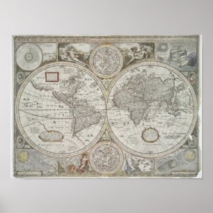 Map of the World 1676 Poster