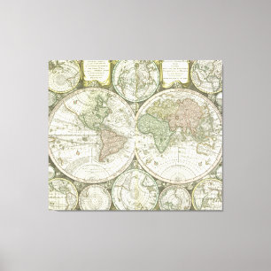 Map of the World   1744 Canvas Print