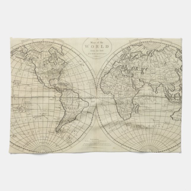 Map of the World 2 2 Tea Towel (Horizontal)