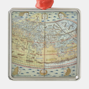 Map of the world 2 metal tree decoration