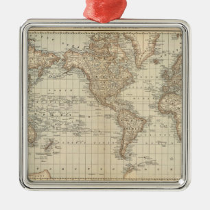 Map of the World 2 Metal Tree Decoration