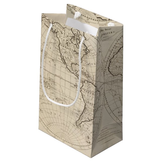 Map of the World 2 Small Gift Bag (Back Angled)